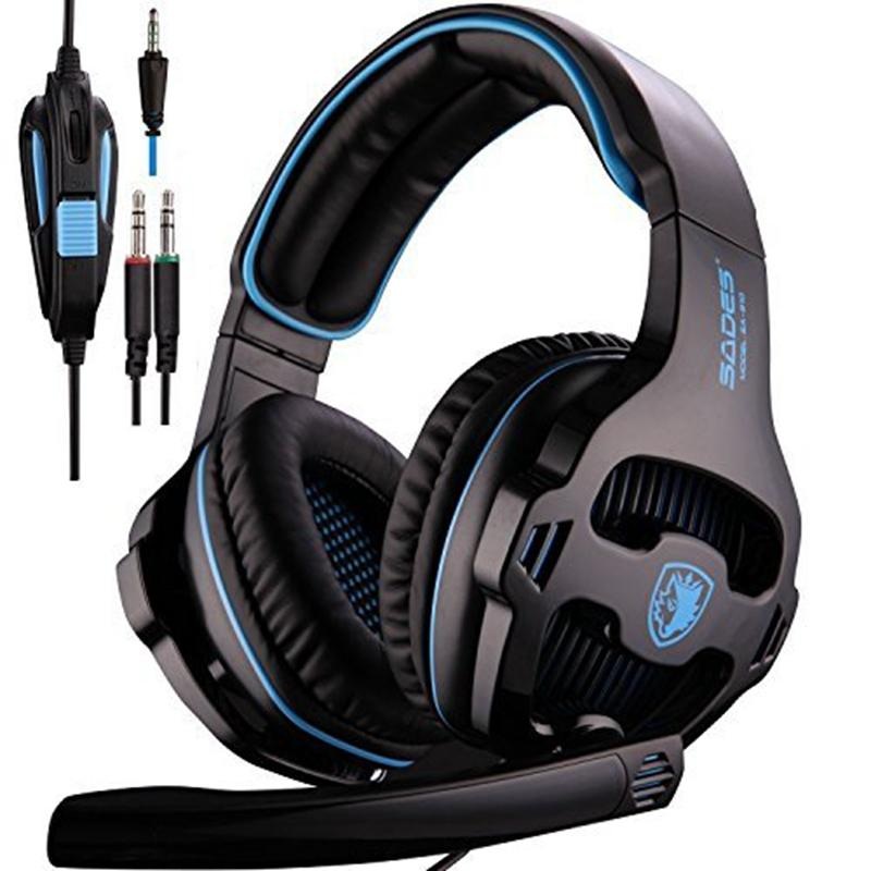SADES SA-810 3.5mm Stereo Noise Isolating Leather Earmuffs Gaming Headphone with Microphone for PS4 PC Laptop Phone