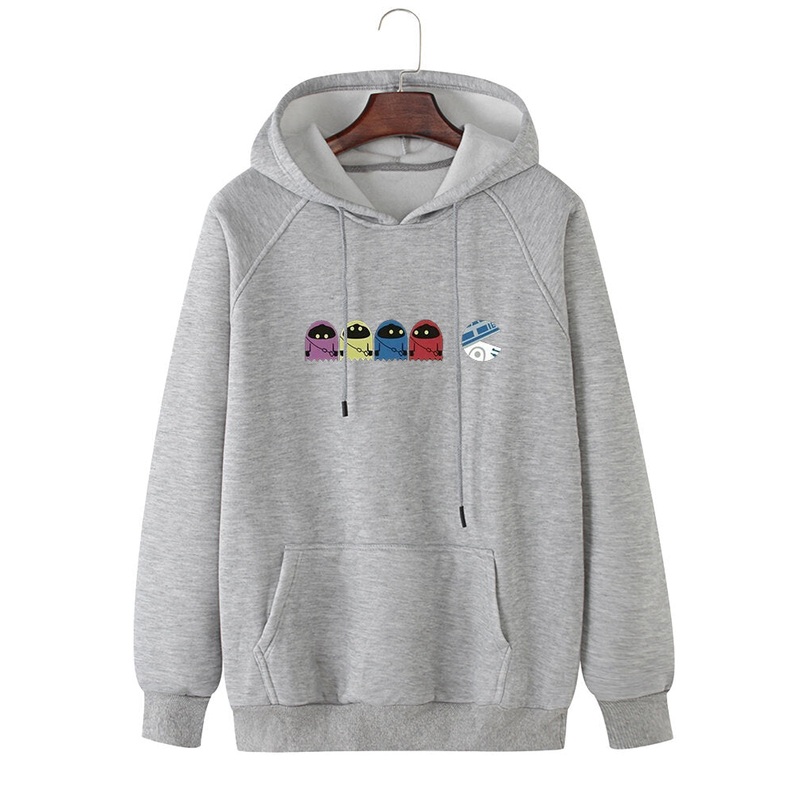 100% Cotton Mens Cartoon Print Long Raglan Sleeve Kangaroo Pocket Hoodies