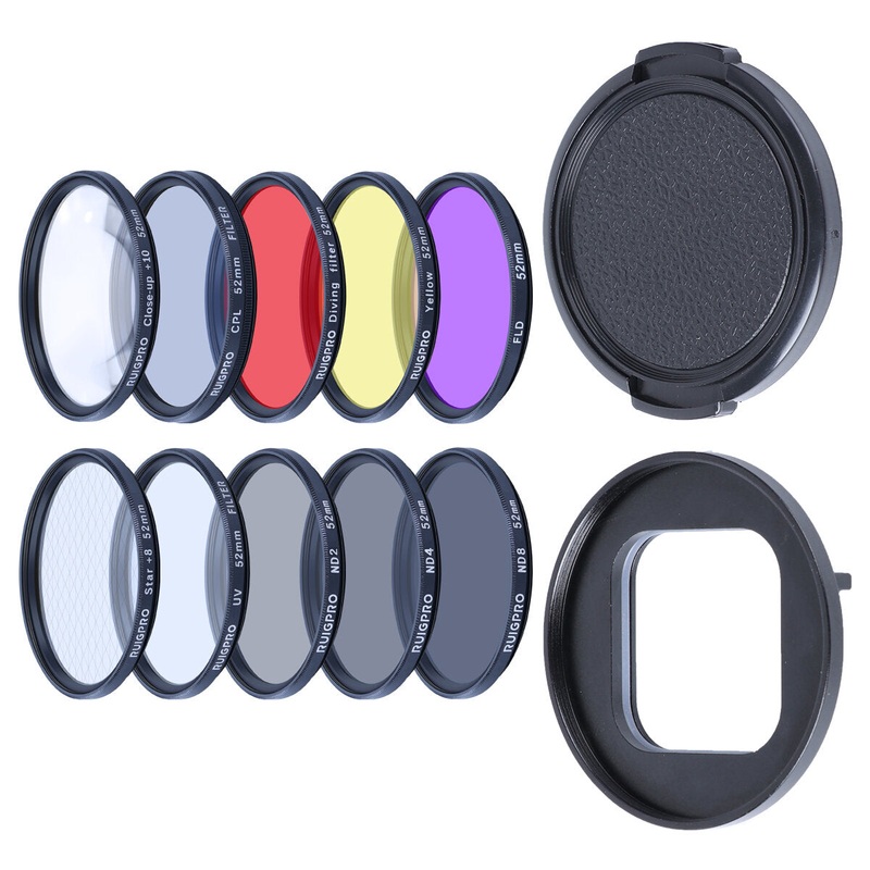 For GoPro Hero 9 Filter ND CPL UV Star 10X Diving Lens with 52mm Adapter Ring