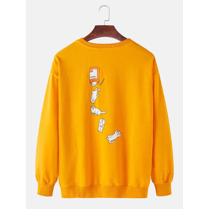 Funny Cat Print Round Neck Long Sleeve Casual Sweatshirts