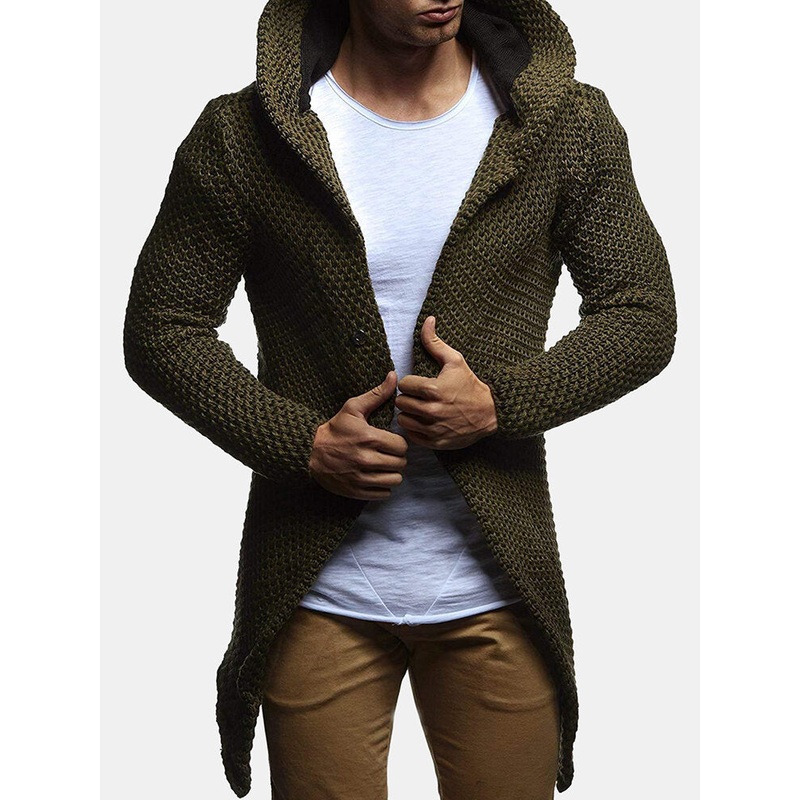 Men’s Fashion Hooded cardigan sweaters coat sweater Mid-long knitting Hoodies