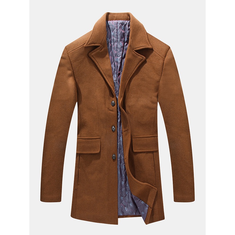 Men’s New Windbreaker Woolen Coats Old Middle Aged Father Loaded Long Tide Jackets