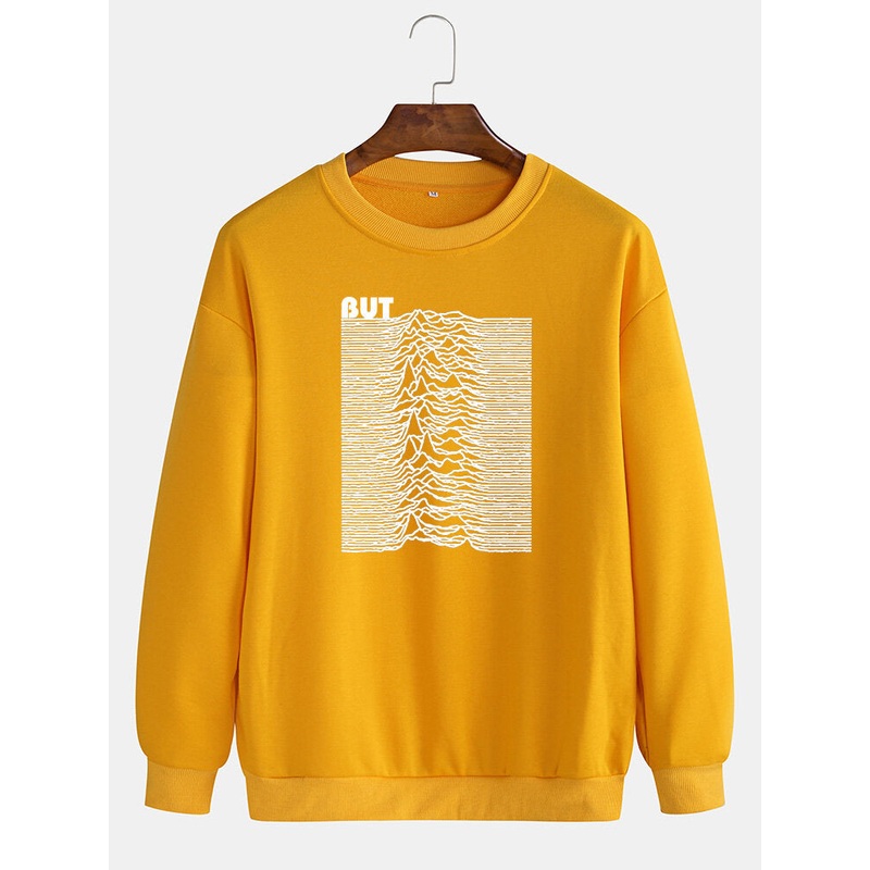 Mens But Cliff Graphic Print Crew Neck Loose Casual Pullover Sweatshirt