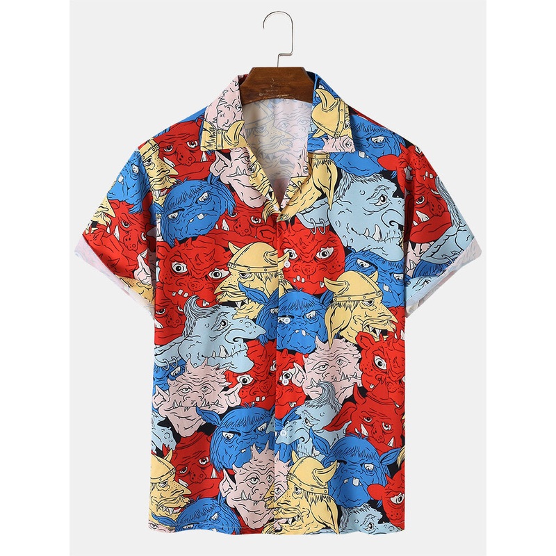 Mens Funny Animal Cartoon Casual Shirts