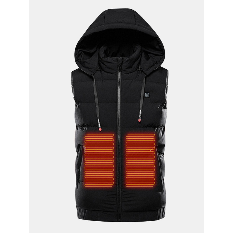 Mens Waterproof Warm Safe USB Powered Heating Hooded Padded Vest