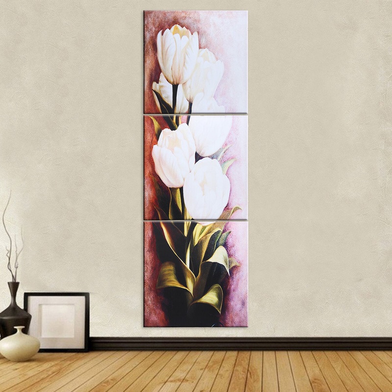 3 Panels Canvas Painting Picture Wall Art Framed Poster Tulip Flower Blossom Decoration Perfect for Bedroom Hallway