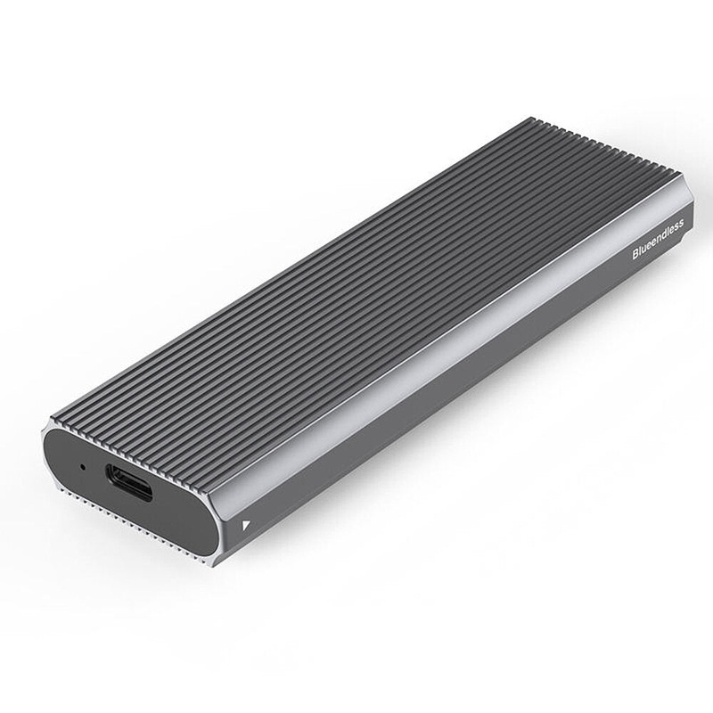 Blueendless Dual-Protocol M.2 SSD Enclosure M.2 to Type-C Data Cable 10Gbps NVME/SATA 2TB Storage Aluminum Alloy Portable Solid State Drive Box for Laptop
