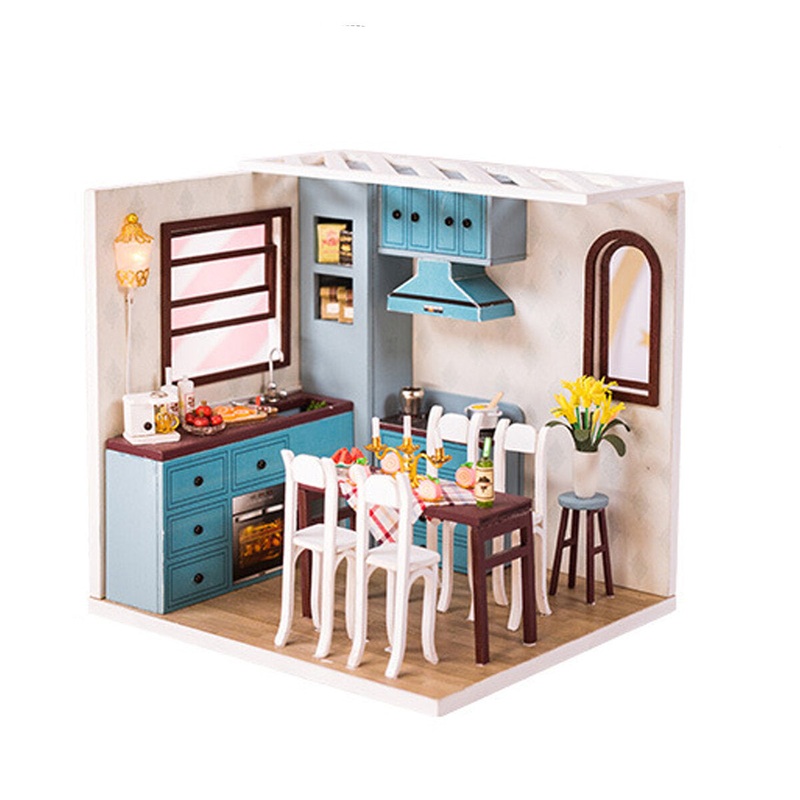 DIY Mini Dollhouse Princess Girls House Wooden Furniture Kit Handmade Miniature House Creative Assembling Doll House Toys For Children Gift