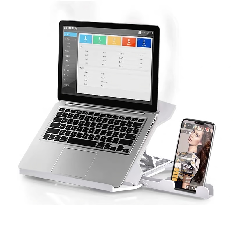 Laptop Stand Holder Computer Bracket Laptop Riser Laptop Cooling Pad 8 Levels Adjustable with Mobile Phone Holder for 16 inch Laptop