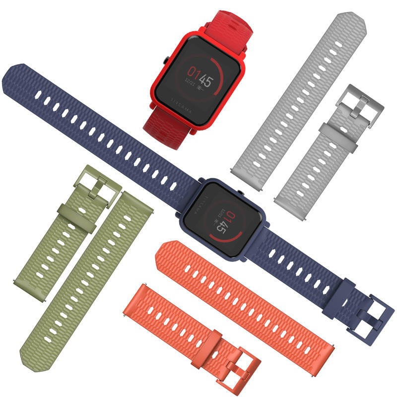 Mijobs 20mm Silicone Wrist Strap Replacement Watch Band for Amazfit Bip Pace Youth Smart Watch Non-original