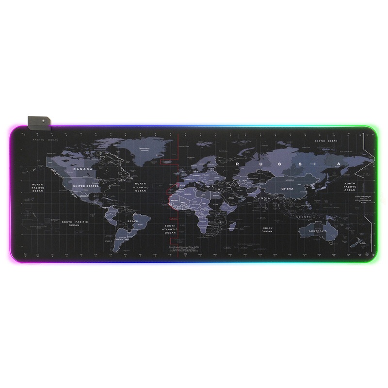 RGB Mouse Pad World Map Soft Rubber Anti-slip Gaming Keyboard Mouse Pad Desktop Protective Mat for Home Office