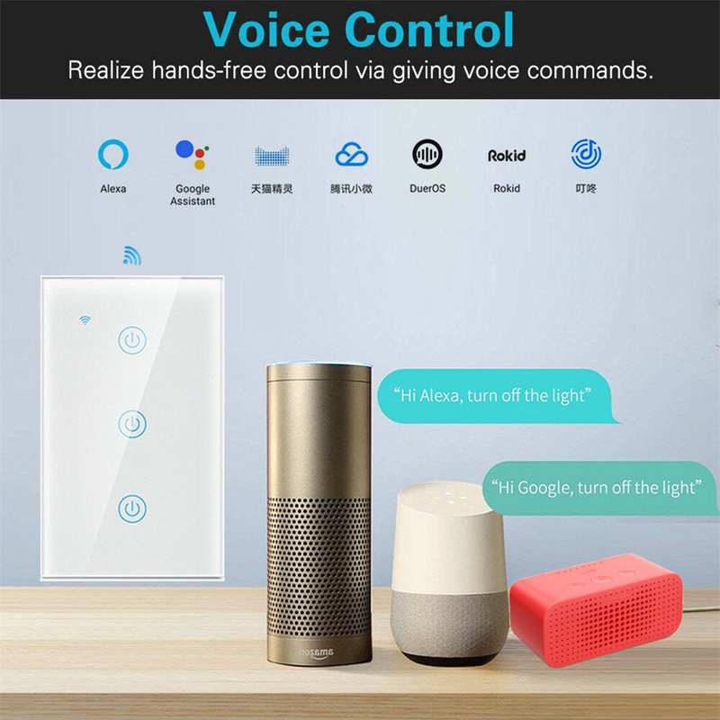SMATRUL DS102 Tuya Touch WiFi Wall Switch 1/2/3/4 Way Smart Life Voice Countdown Timer For Smart Home Compatible With Tuya APP Alexa Google Home