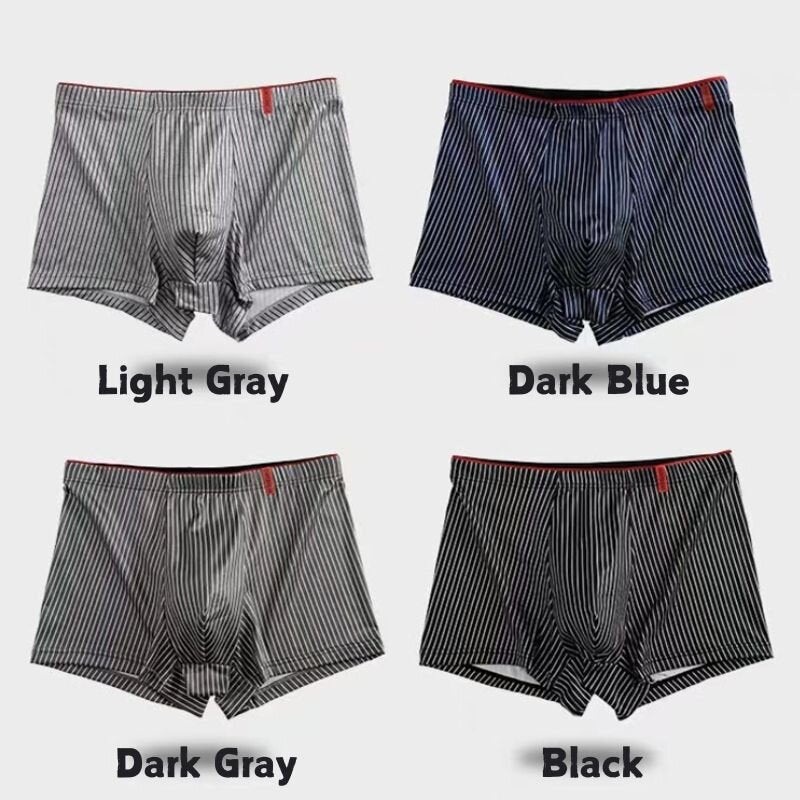 4pcs Men’s Underwear Sports Boxers, Casual Striped Boxer Trunks, Breathable Comfy High Stretch Boxer Panties
