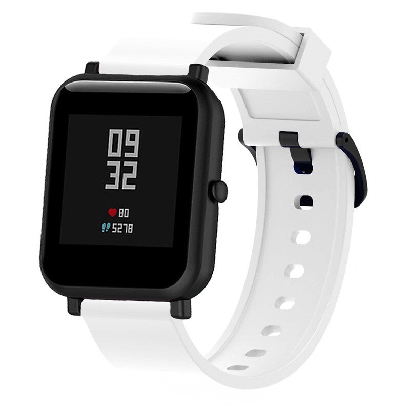 Bakeey 20MM Monochrome Silicone Black Buckle Smart Watch Band Replacement Strap For Amazfit Bip