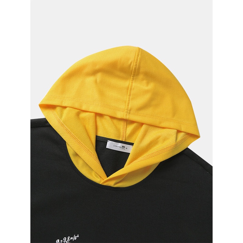 ChArmkpR Mens Hooded Sweatshirts Cartoon Duck Letter Print Loose Contrast Hoodies