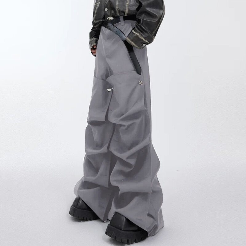 INCERUN Men Layered Pockets Design Casual Pants Fashion Wide Leg Trouser Male Bottom Streetwear Plus Size