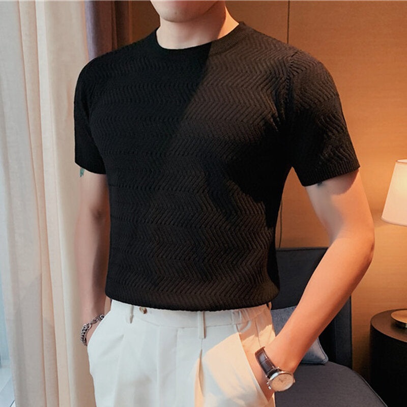 INCERUN Men T Shirts Casual Solid Color Tee Summer Comfy Short Sleeve Mens T-shirts Daily Male Clothing Tops