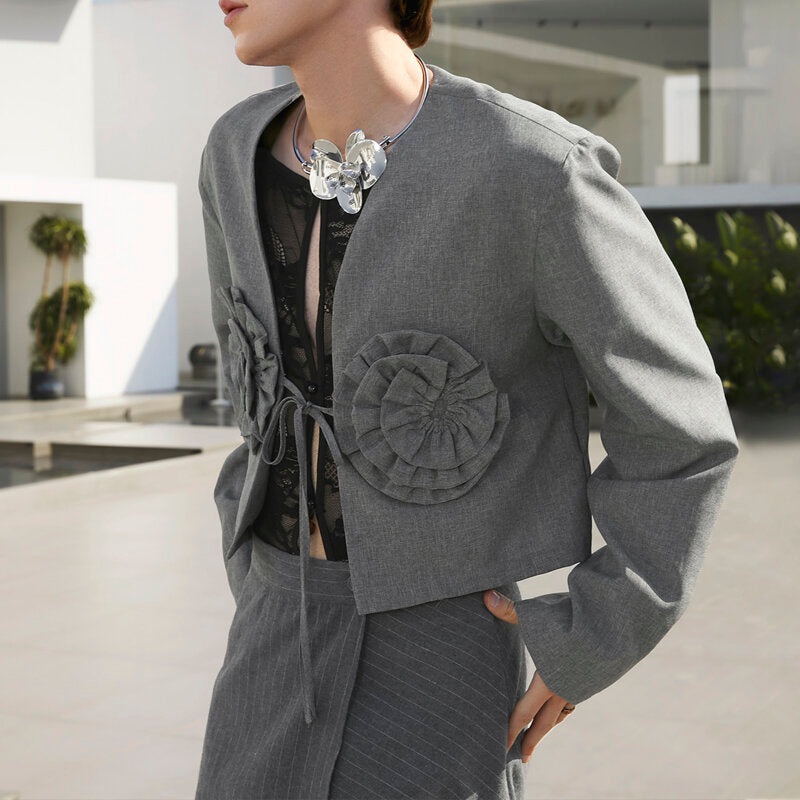 INCERUN Mens Fashion Patchwork Wreath Loop Cut Off Short Long Sleeve Blazer Comfy Casual Solid Color Suit Male Plus Size