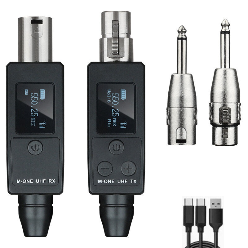 M-ONE UHF Microphones DSP Wired to Wireless System XLR Transmitter Receiver Signal Adapter for Dynamic Microphone Guitar Receiver Transmission Adapter