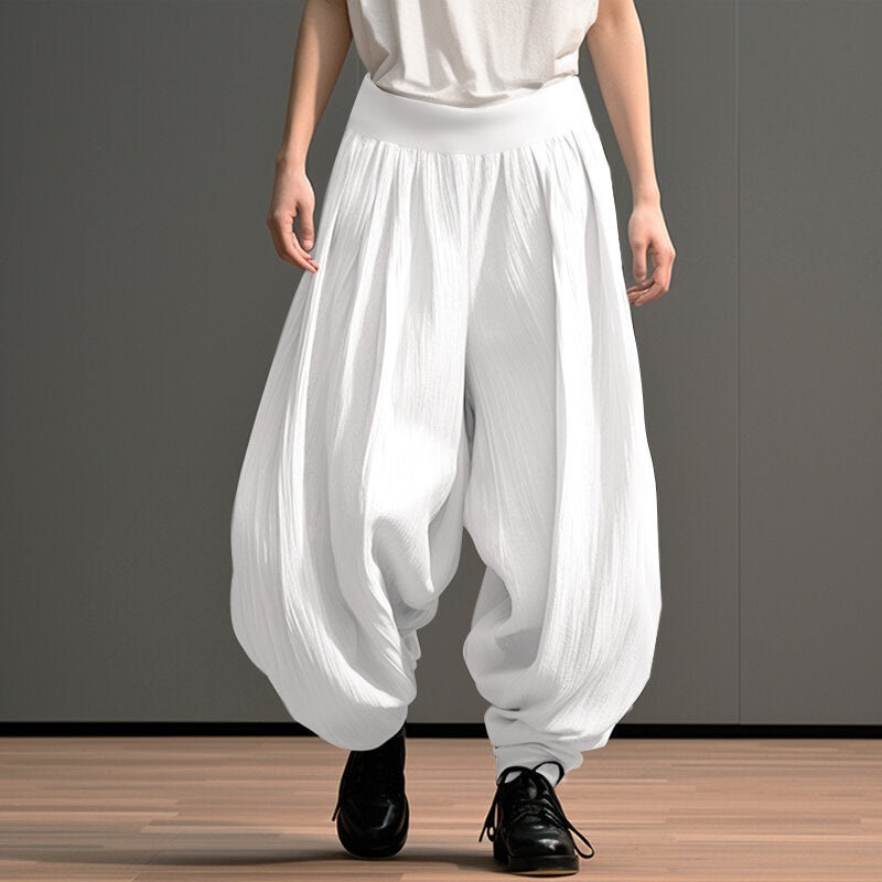 INCERUN Mens Trendy Wide Leg Pants Solid Color Casual Loose Foots-binding Pants Plus Size, Spring Fall, S-5XL