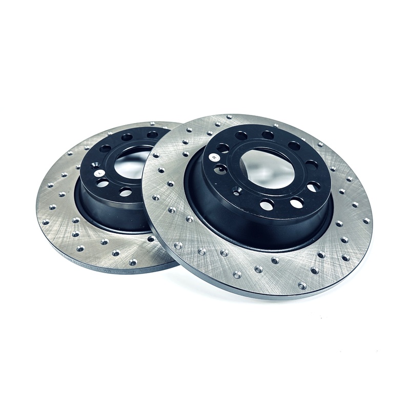 StopTech 128.33129 Sport Cross-Drilled Rear Brake Rotors Pair – Audi, VW (2006-2018)