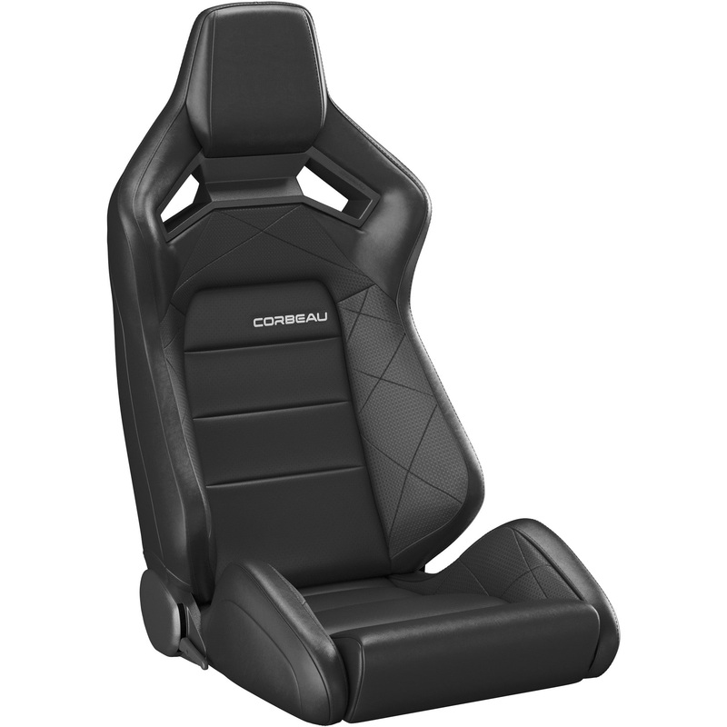 Corbeau Sportline RRX Reclining Seat Pair (Driver & Passenger) – Black Vinyl/Black HD Vinyl