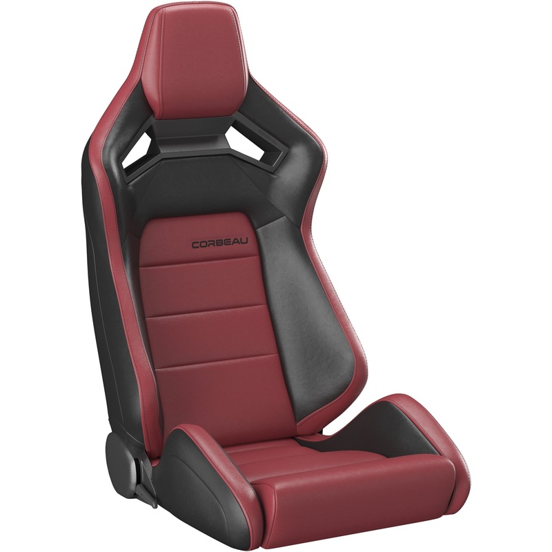 Corbeau Sportline RRX Reclining Seat Pair (Driver & Passenger) – Black Vinyl/Burgandy Vinyl