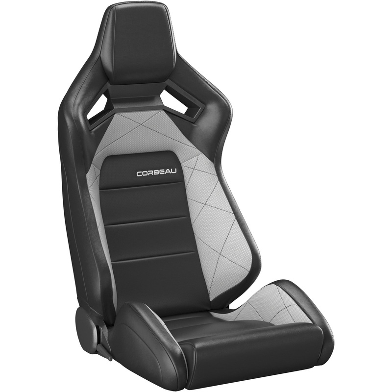 Corbeau Sportline RRX Reclining Seat Pair (Driver & Passenger) – Black Vinyl/Grey HD Vinyl