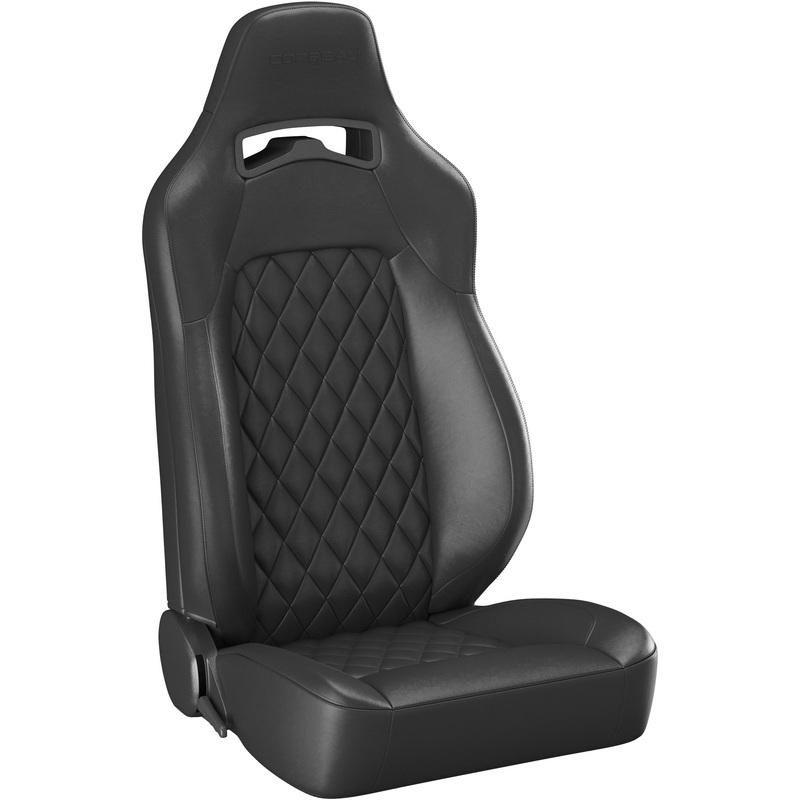 Corbeau Trailcat Reclining Seat Pair (Driver & Passenger) – Black Vinyl Black Diamond Stitch