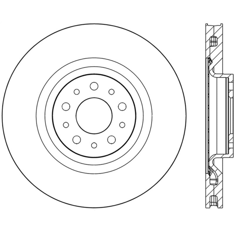 StopTech 2014-2015 Fiat 500L Front Right Slotted & Drilled Sport Brake Rotor