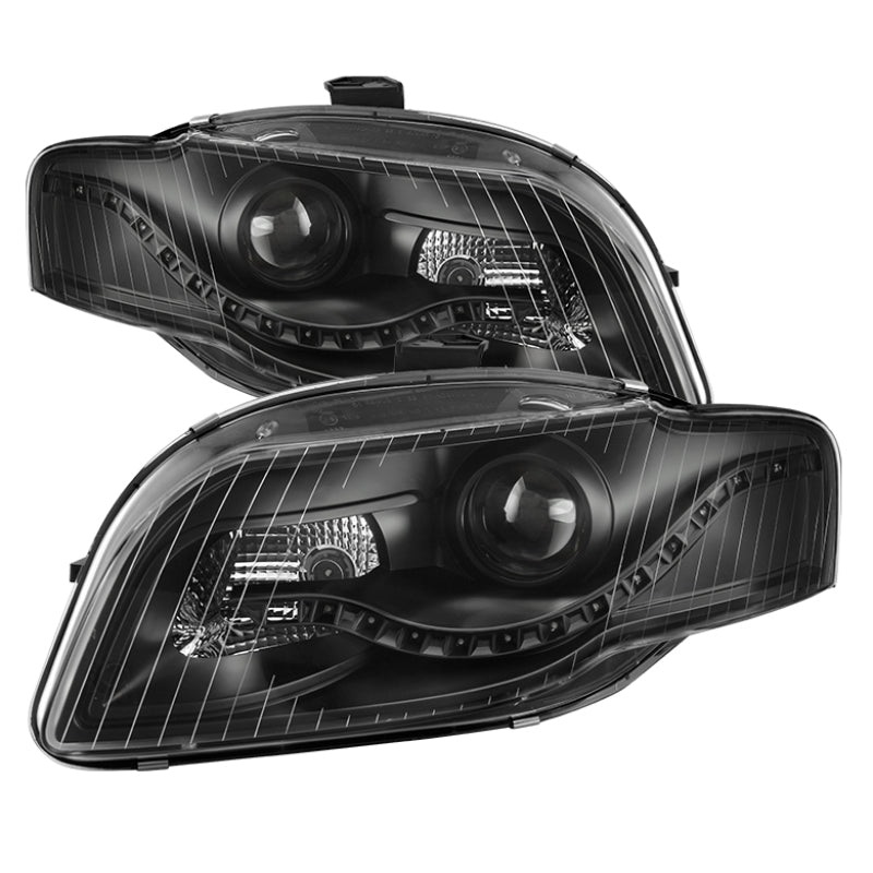 SPYDER xTune Audi A4 06-08 Projector Headlights – Halogen Model Only – DRL LED – Black PRO-JH-AA406-DRL-BK