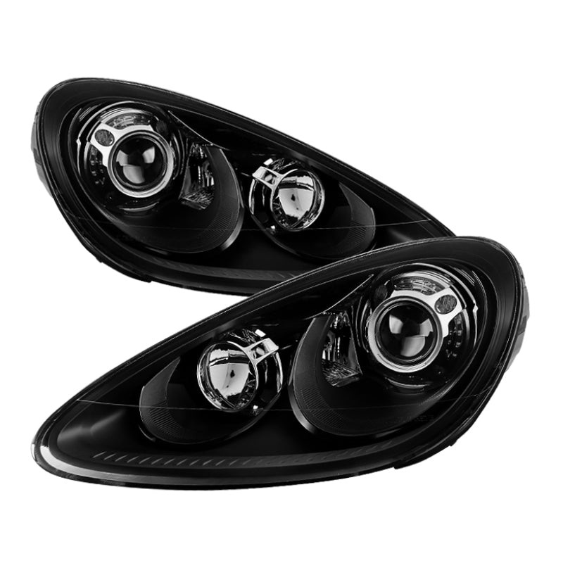 SPYDER Xtune Porsche Cayenne 11-14 4 LED Projector Headlights Black PRO-JH-PCAY11-AFS-BK