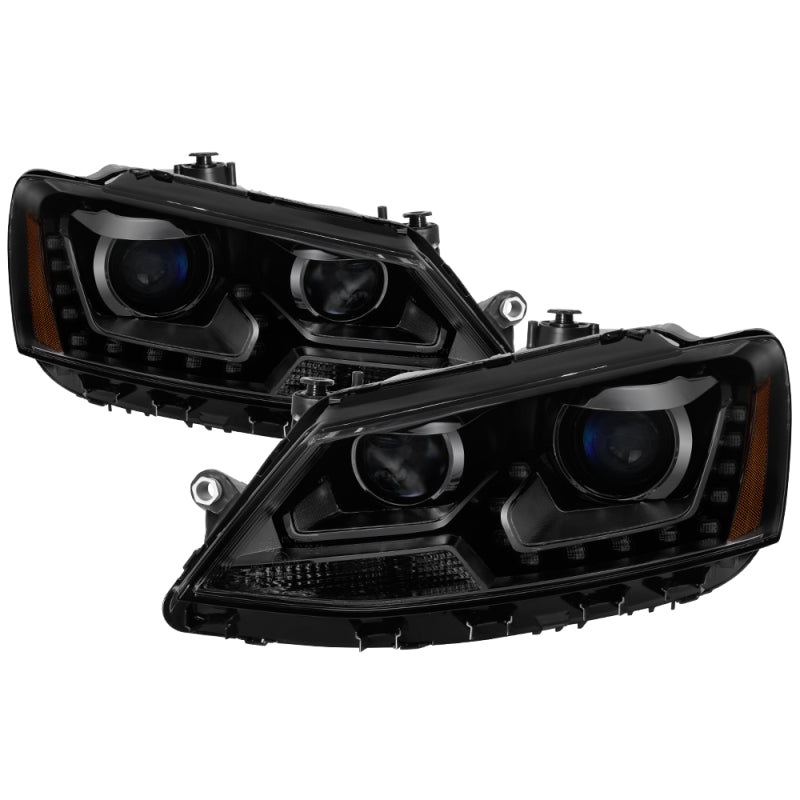 SPYDER xTune Volkswagen Jetta 11-14 DRL Projector Headlights – Black Smoked PRO-JH-VJ11-DRL-BSM