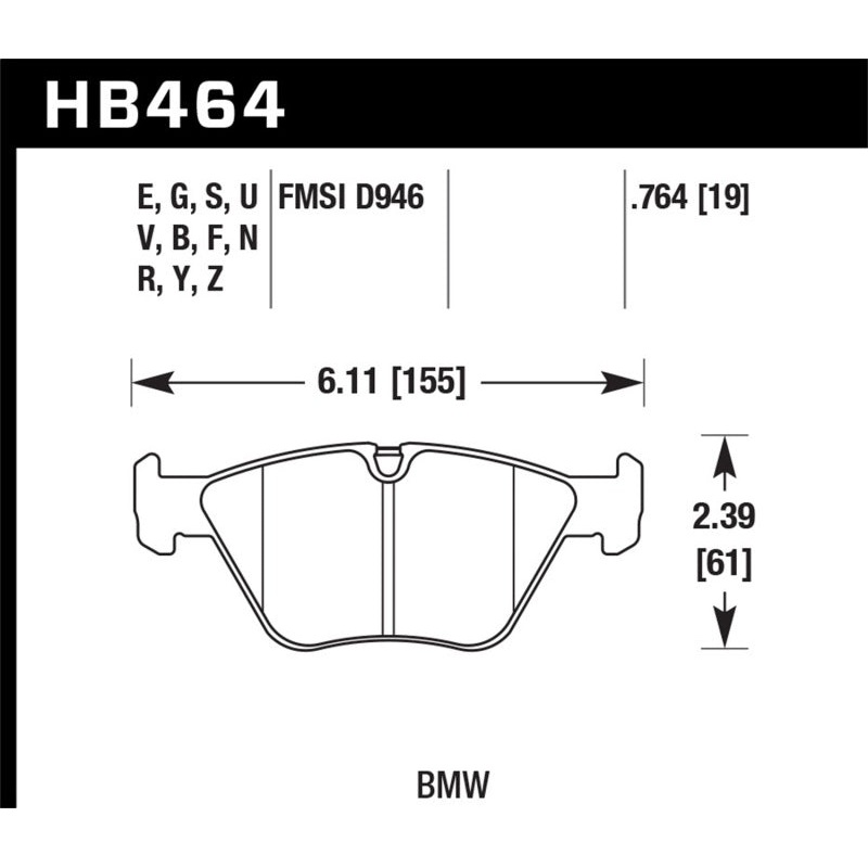 Hawk Performance Hawk 01-05 BMW 330Ci 3.0L Base Front ER-1 Brake Pads