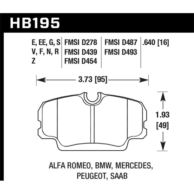 Hawk Performance Hawk 86-87 BMW 325 2.7L Base Front ER-1 Brake Pads