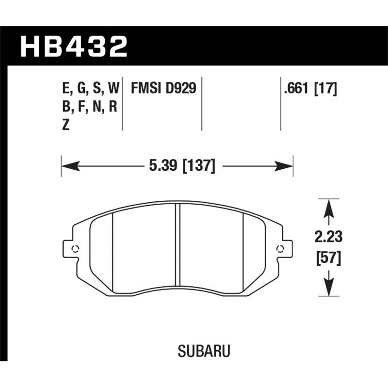 Hawk Performance Hawk 2006 Saab 9-2X 2.5L 2.5i Front ER-1 Brake Pads