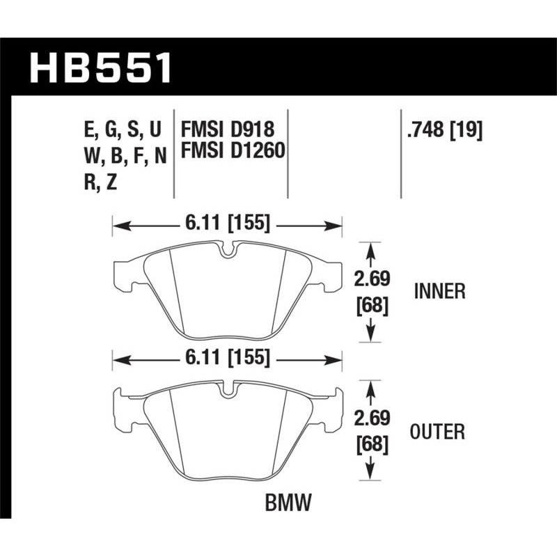 Hawk Performance Hawk 2011 BMW 1 Series M 3.0L Base Front ER-1 Brake Pads