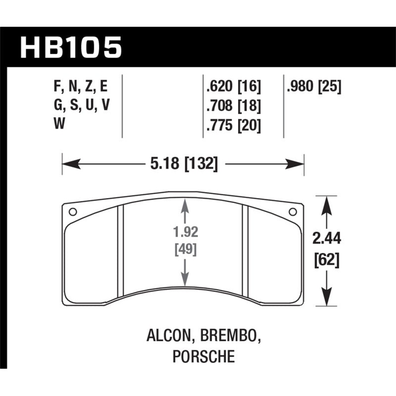 Hawk Performance Hawk Alcon/Brembo/Porsche DTC-70 Rear Race Brake Pads