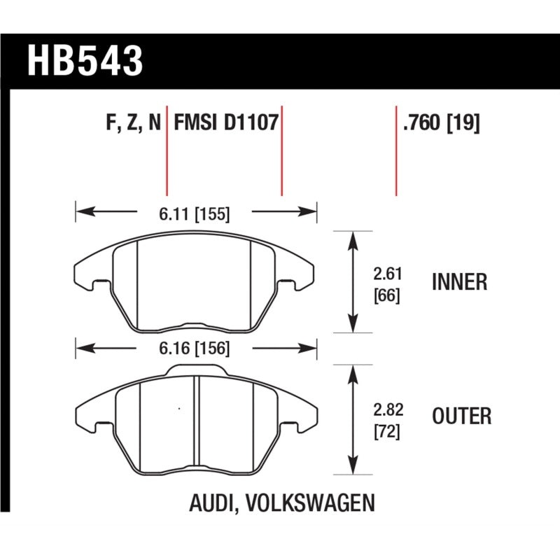 Hawk Performance Hawk 06-11 Audi A3 2.0L Base Front ER-1 Brake Pads