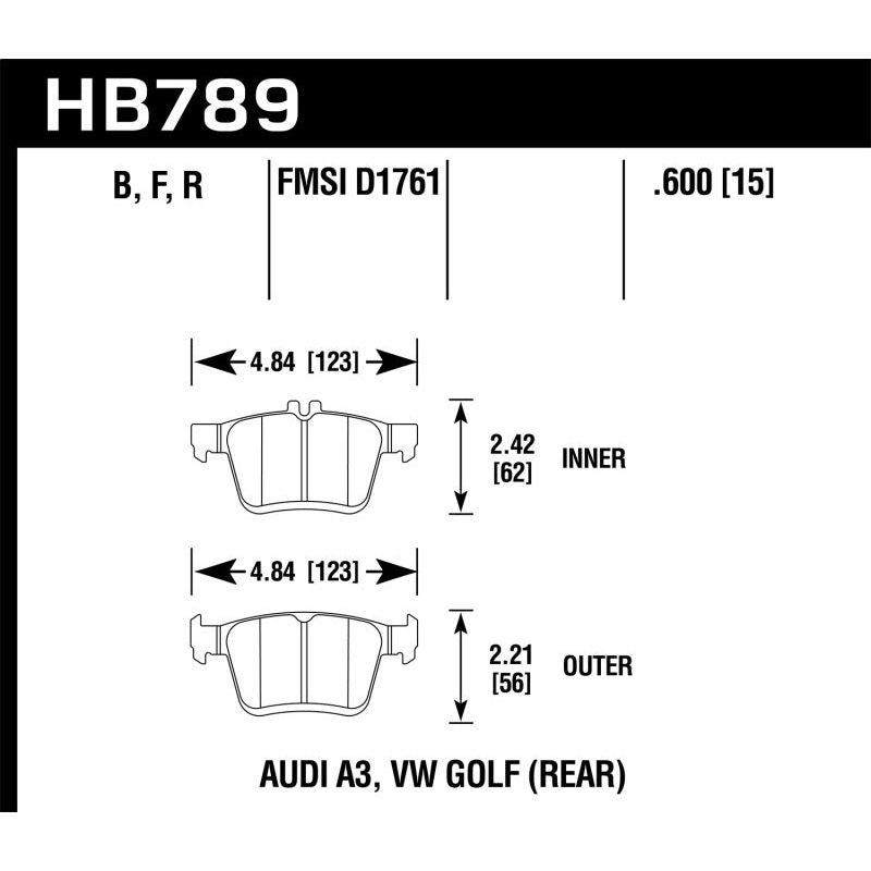 Hawk Performance Hawk 15-20 Audi A3 / 19-20 Volkswagen Jetta HP+ Street Rear Brake Pads