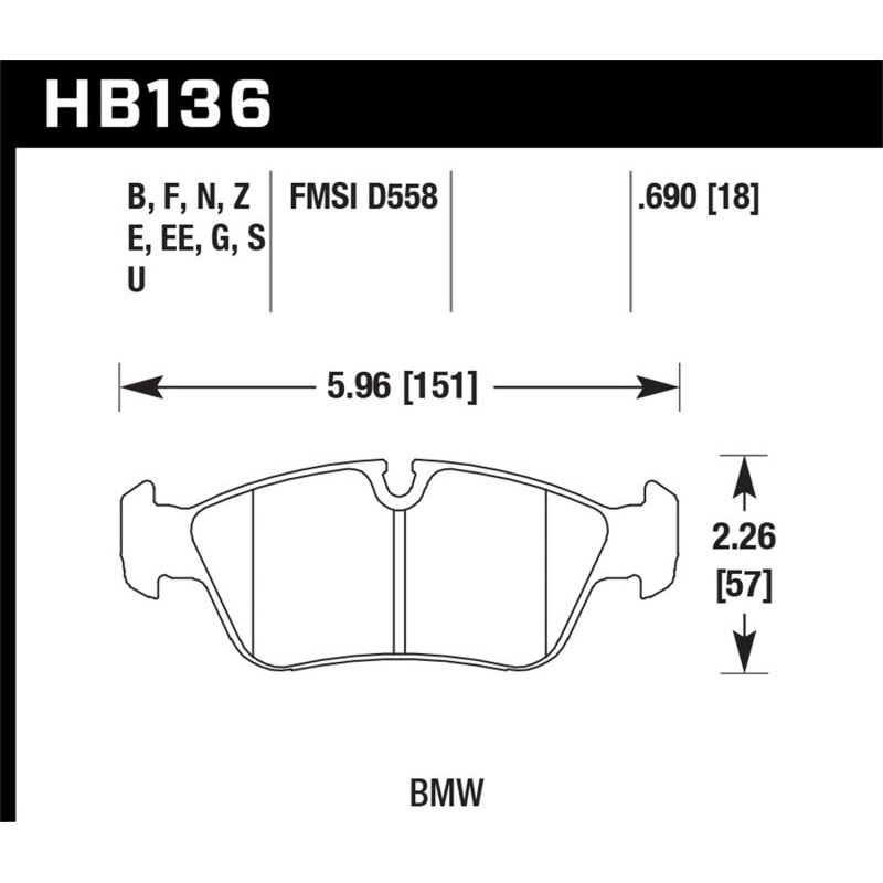 Hawk Performance Hawk 92-98 BMW 318i 1.8L Sedan Front ER-1 Brake Pads