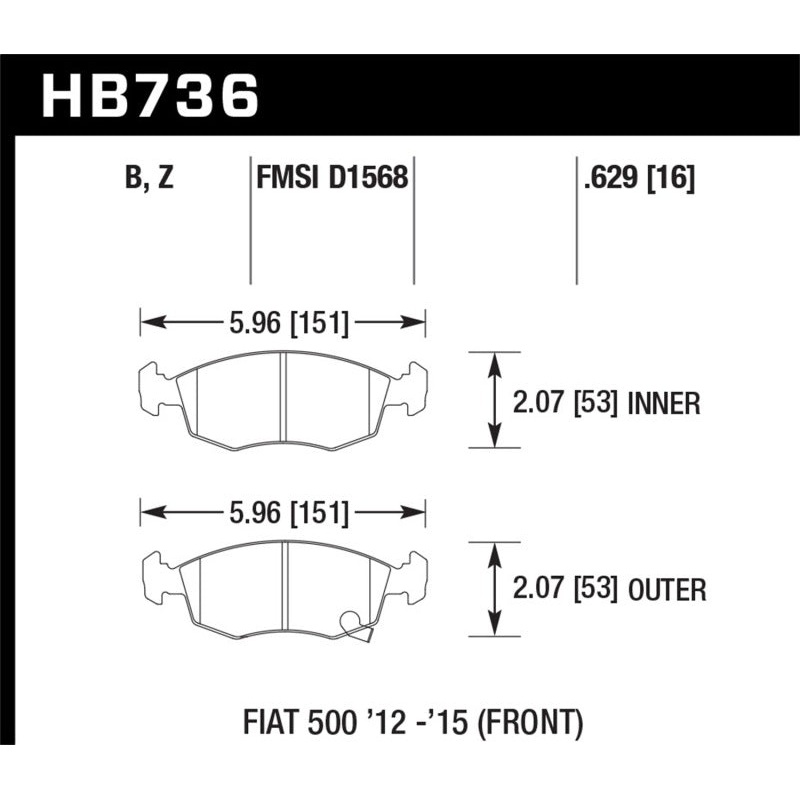 Hawk Performance Hawk 14-16 Fiat 500 c Front ER-1 Brake Pads
