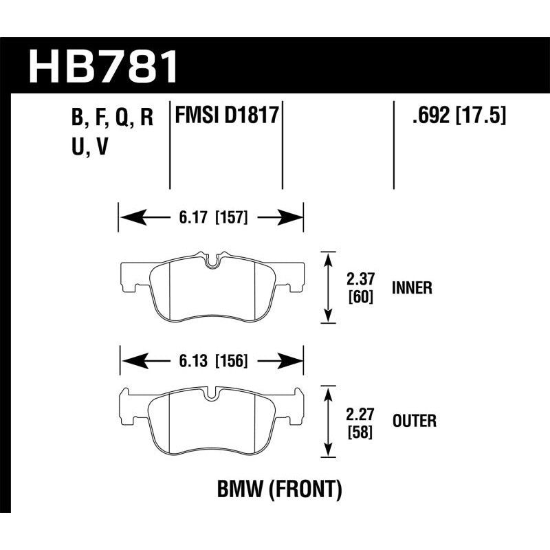 Hawk Performance Hawk 12-15 BMW 118i DTC-70 Race Front Brake Pads