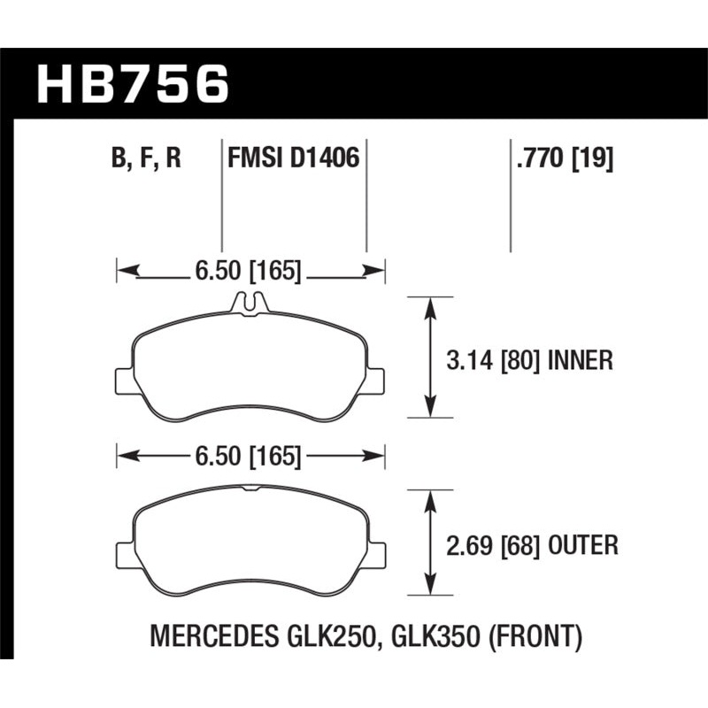 Hawk Performance Hawk 10-15 Mercedes-Benz GLK350 / 13-15 Mercedes-Benz GLK250 HPS 5.0 Street Front Brake Pads