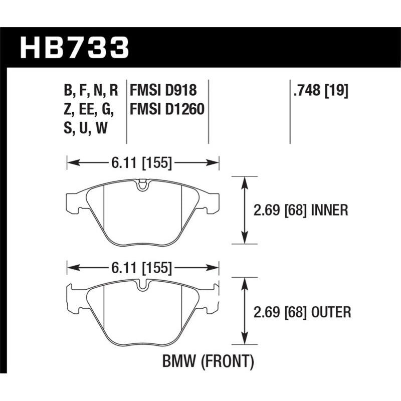 Hawk Performance Hawk 11-13 BMW Z4 sDrive35is DTC-60 Race Front Brake Pads