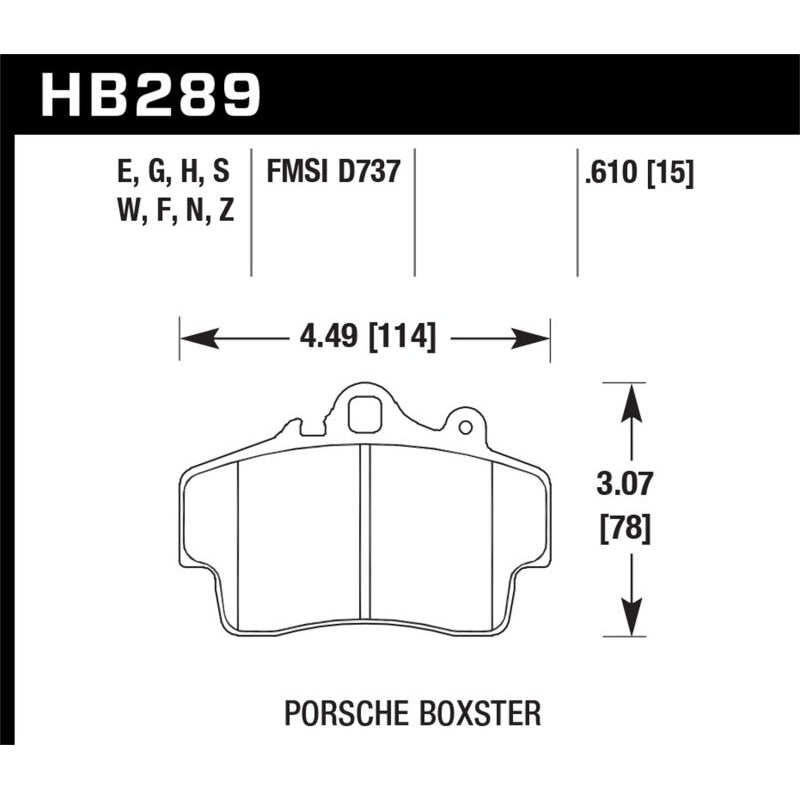 Hawk Performance Hawk 97-99 Porsche Boxster 2.5L Base 4 Piston Caliper Front ER-1 Brake Pads