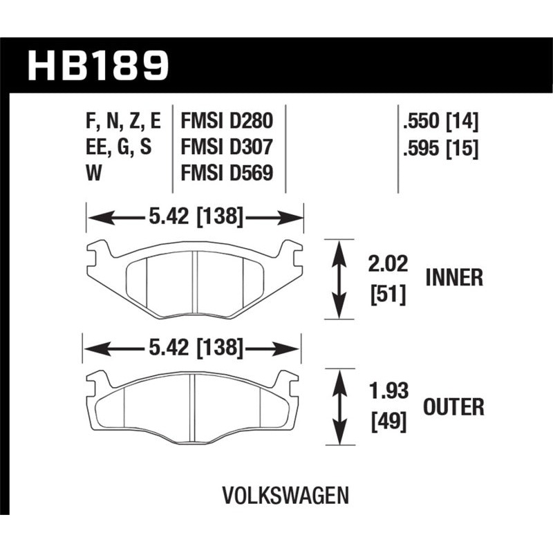 Hawk Performance Hawk 91-93 Volkswagen Cabriolet Front ER-1 Brake Pads
