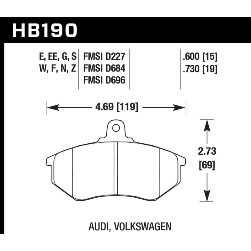 Hawk Performance Hawk 1985 Audi 4000 1.8L S 256mm Rotors Front ER-1 Brake Pads