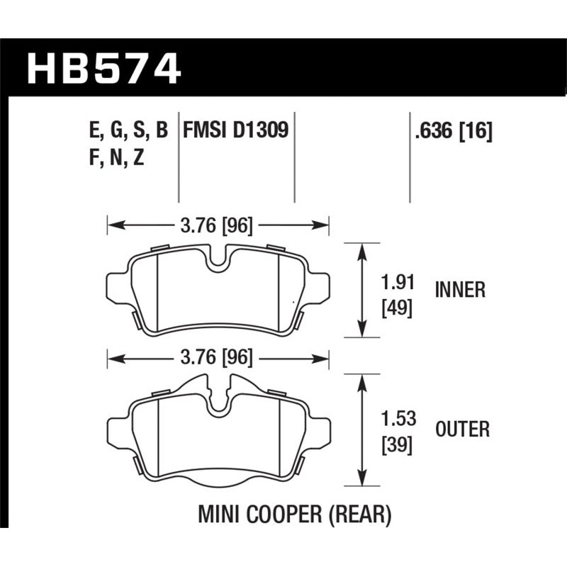 Hawk Performance Hawk 07+ Mini Cooper R56 Blue 9012 Race Brake Pads