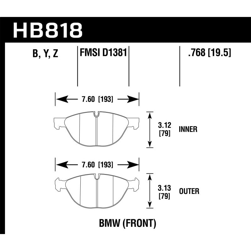 Hawk Performance Hawk 11-17 BMW X5 xDrive / 08-17 BMW X6 xDrive HPS 5.0 Front Brake Pads